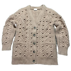Aritzia Wilfred Cardigan Sweater New Alps Women Small Brown Knit Wool Ball